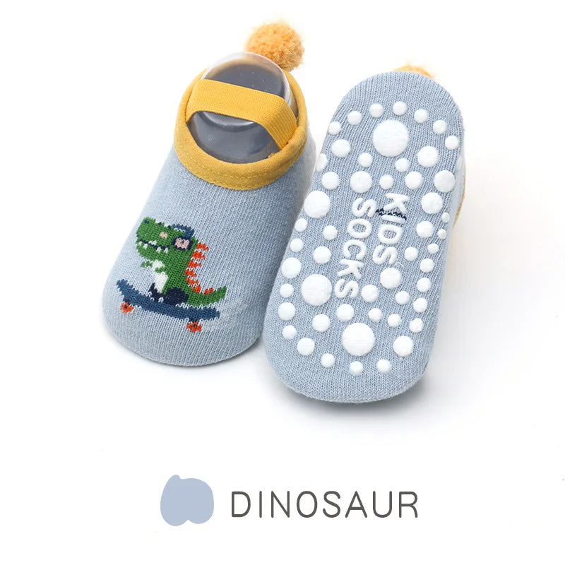 Spring Anti Slip Baby Socks Toddler Kids Floor Socks with Rubber Soles Autumn Newborn Baby Boy Girl Cartoon Cute Ball Warm Socks