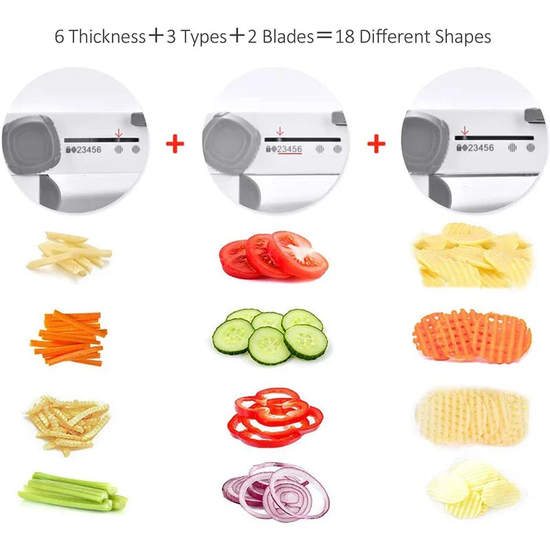 LMETJMA Ultra Sharp Mandoline Slicer Upgraded Vegetable Slicer Kitchen Adjustable Thickness Food Cutter Slicer Dicer KC0450