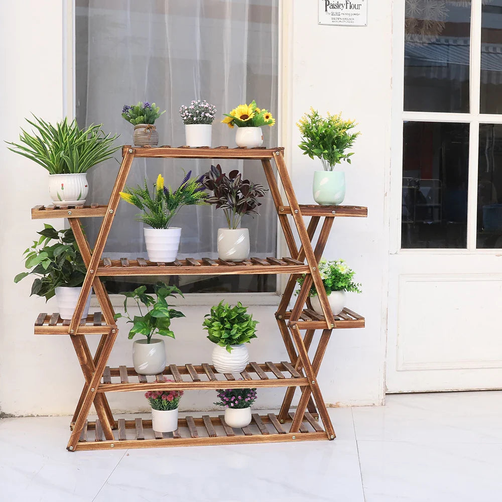 Extra Large Wood Flower Rack, 8 Tier Plant Stand, Bonsai Shelf, Display Rack, Indoor and Outdoor