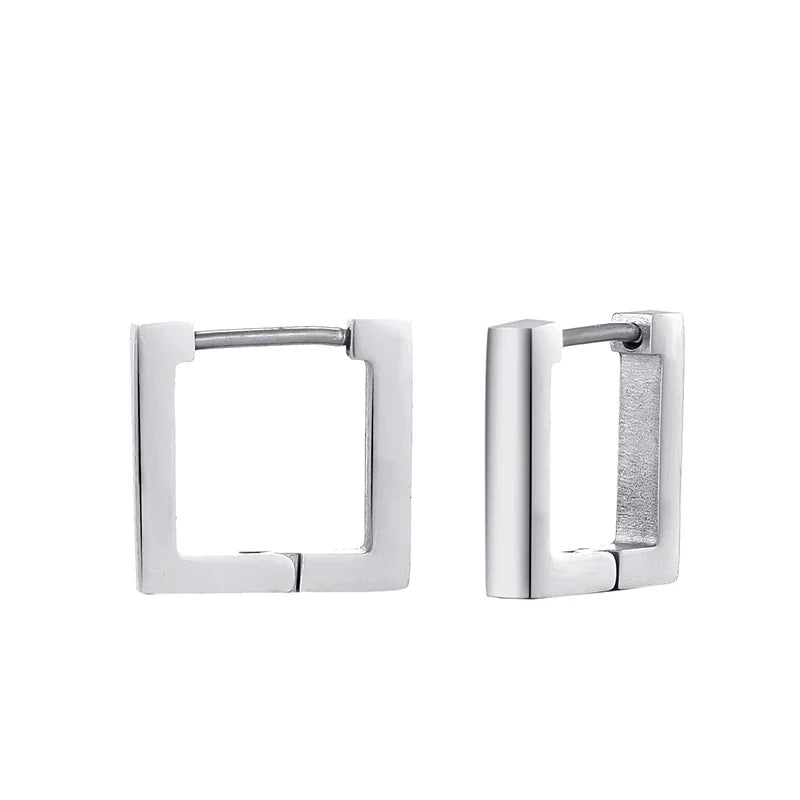 Classic Stainless Steel Hoop Earrings For Women Men Heart Star Oval Rectangle Round Triangle Gold Color Punk Hip Hop Jewelry