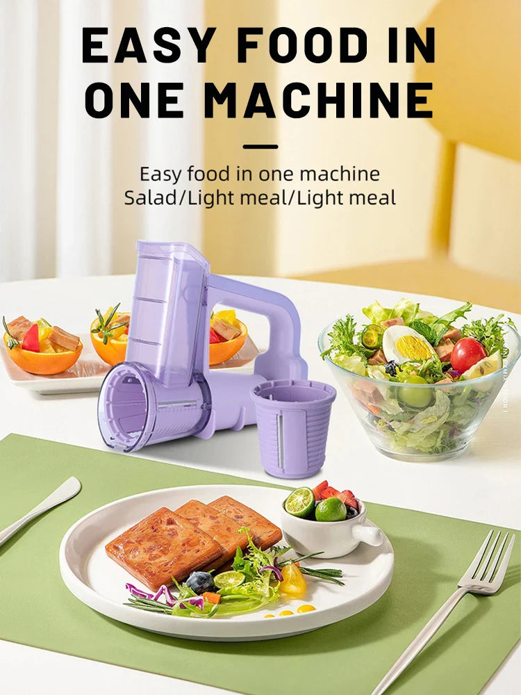 Electric Cheese Grater Portable Salad Maker With 3 Different Shapes of Blades 40W Electric Rotary Slicer Shredder ABS304