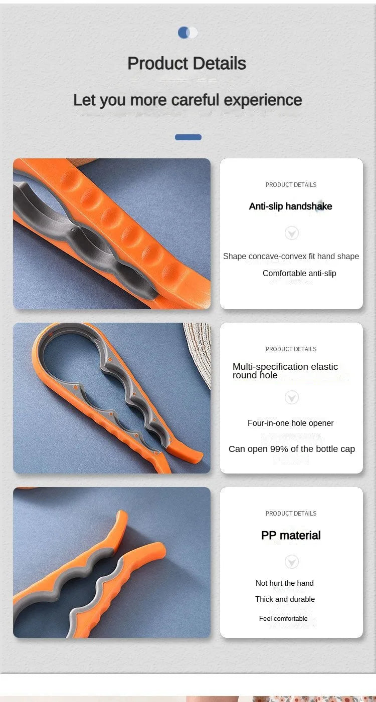 Four-in-One Bottle Opener Kitchen Multi-Functional Can Openers Cans Bottle Opener Non-Slip Labor-Saving Twist Bottle Lid Opener