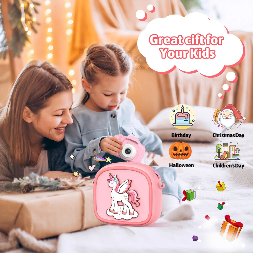 Upgrade Kids Camera Instant 1080P HD Dual Lens Selfie Digital Camera for Girls Boys Christmas Birthday Gifts Toys With 32G Print