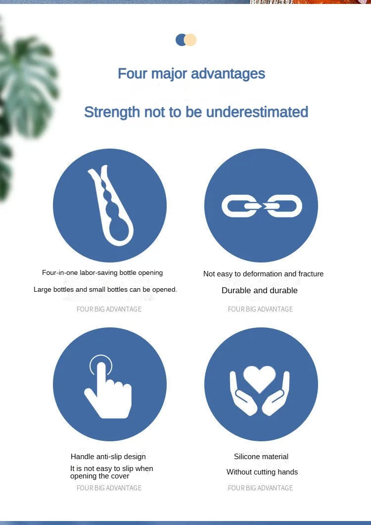 Four-in-One Bottle Opener Kitchen Multi-Functional Can Openers Cans Bottle Opener Non-Slip Labor-Saving Twist Bottle Lid Opener