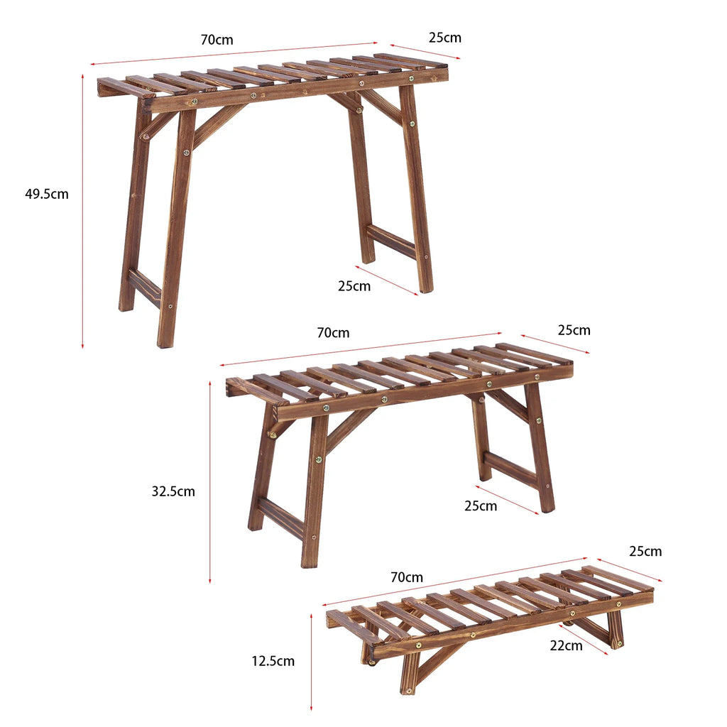 Large 3 Tier Step Plant Stand Wood Ladder Shelf Garden Display for Patio Indoor Outdoor Flower Pot Shelf
