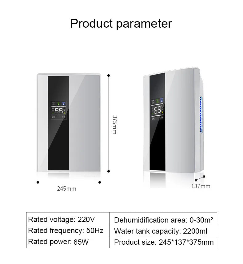 110V/220V Remote Electric Dehumidifier Air Cooling Dryer Purifier Desiccant Moisture Absorber Drying Machine External Water Pipe