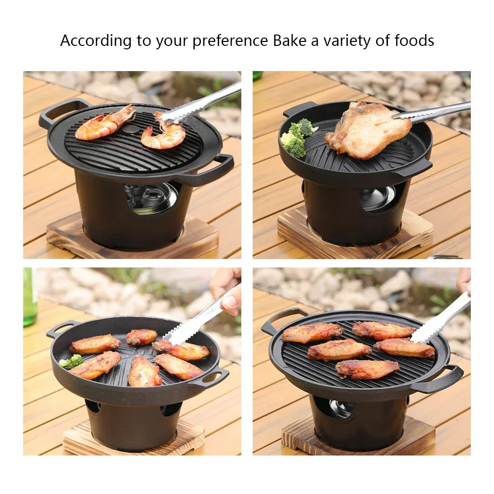 Mini Barbecue Stove Detachable Japanese Alcohol Stove Non-stick BBQ Grill Furnace Roasting Meat Tool for Picnic Camping Stove