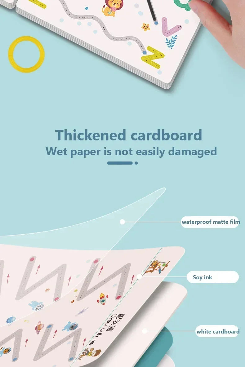 Magical Tracing Workbook Educational Montessori Books for Children Pen Control Training Reusable Calligraphy Copybook for Kids