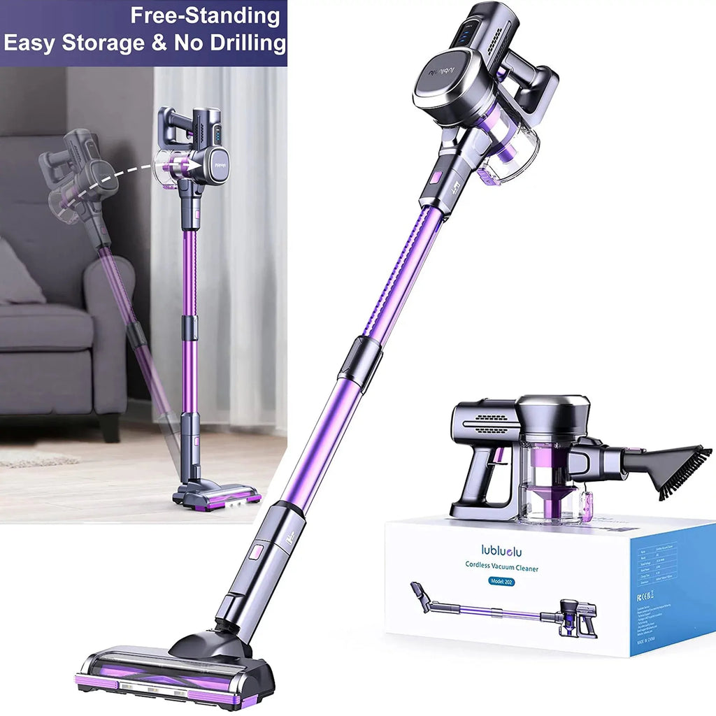 Lubluelu 202 Cordless Stick Vacuum Cleaner, Lightweight, 6-in-1, 25KPa Powerful No Cord, for Carpet, Floor, Pet Hair