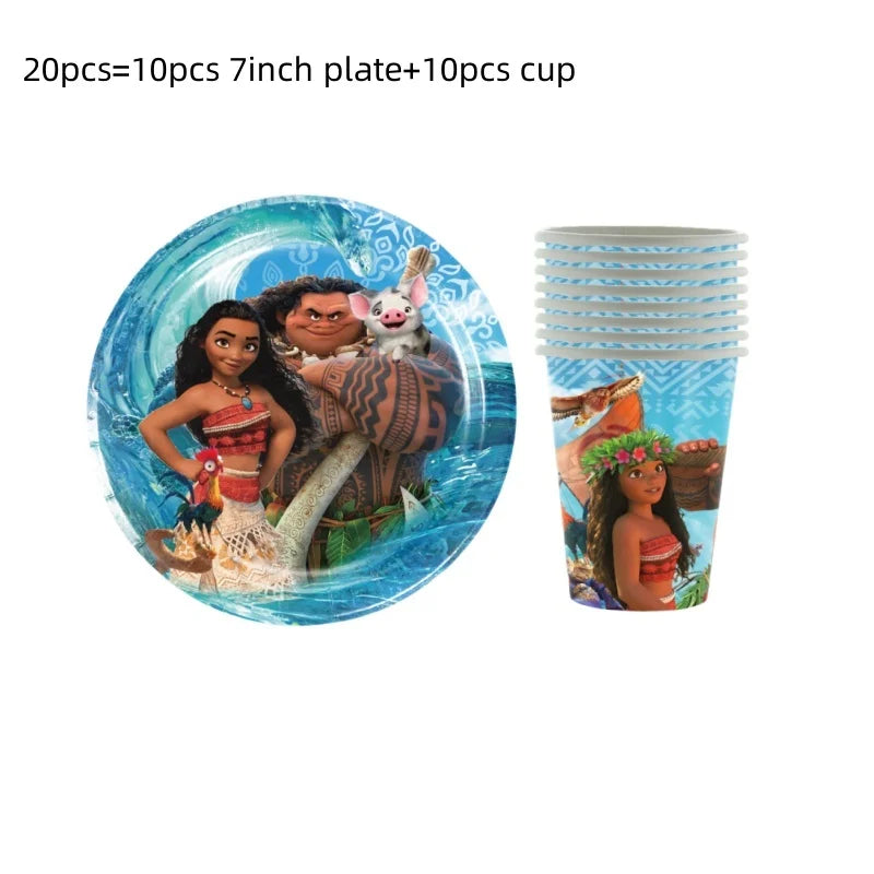 Disney Moana Birthday Party Decorations Supplie Moana Celebration Party Balloons Disposable Tableware Cup Plate Baby Shower Toys