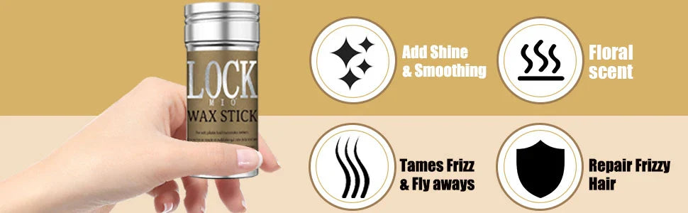 LOCKMIO Wax Stick Natural Coconut Oil Moisturizes Soften Smoothing Styling Flyaway Hair Edge Control Strong Hold Long Lasting