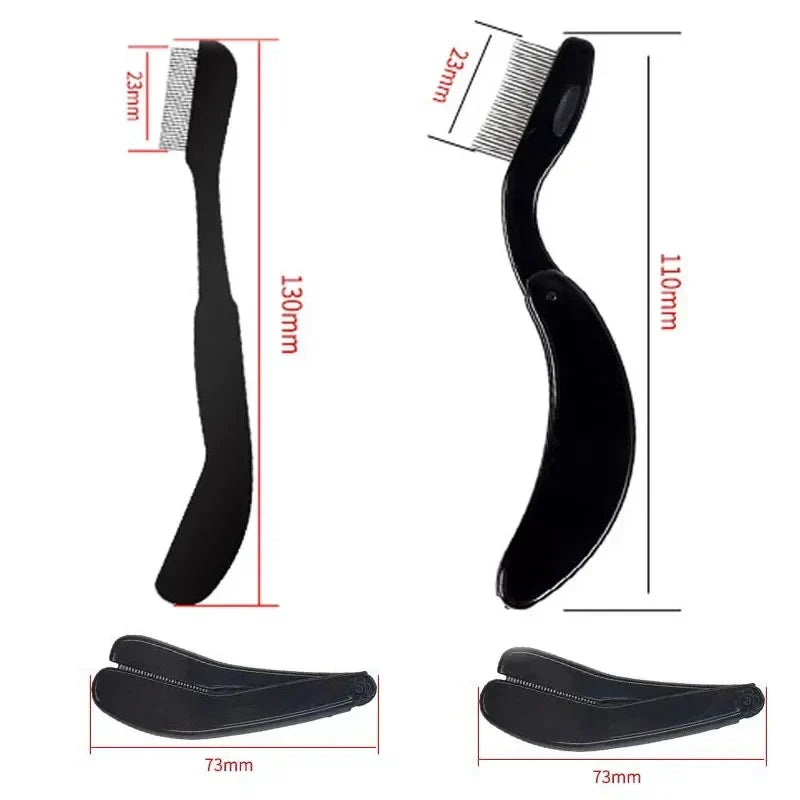 Foldable Ultra-fine Stainless Steel Eyelash Brush Lash Separator Eyebrow Eyelashes Extension Comb Eyelash Curler Makeup Tools