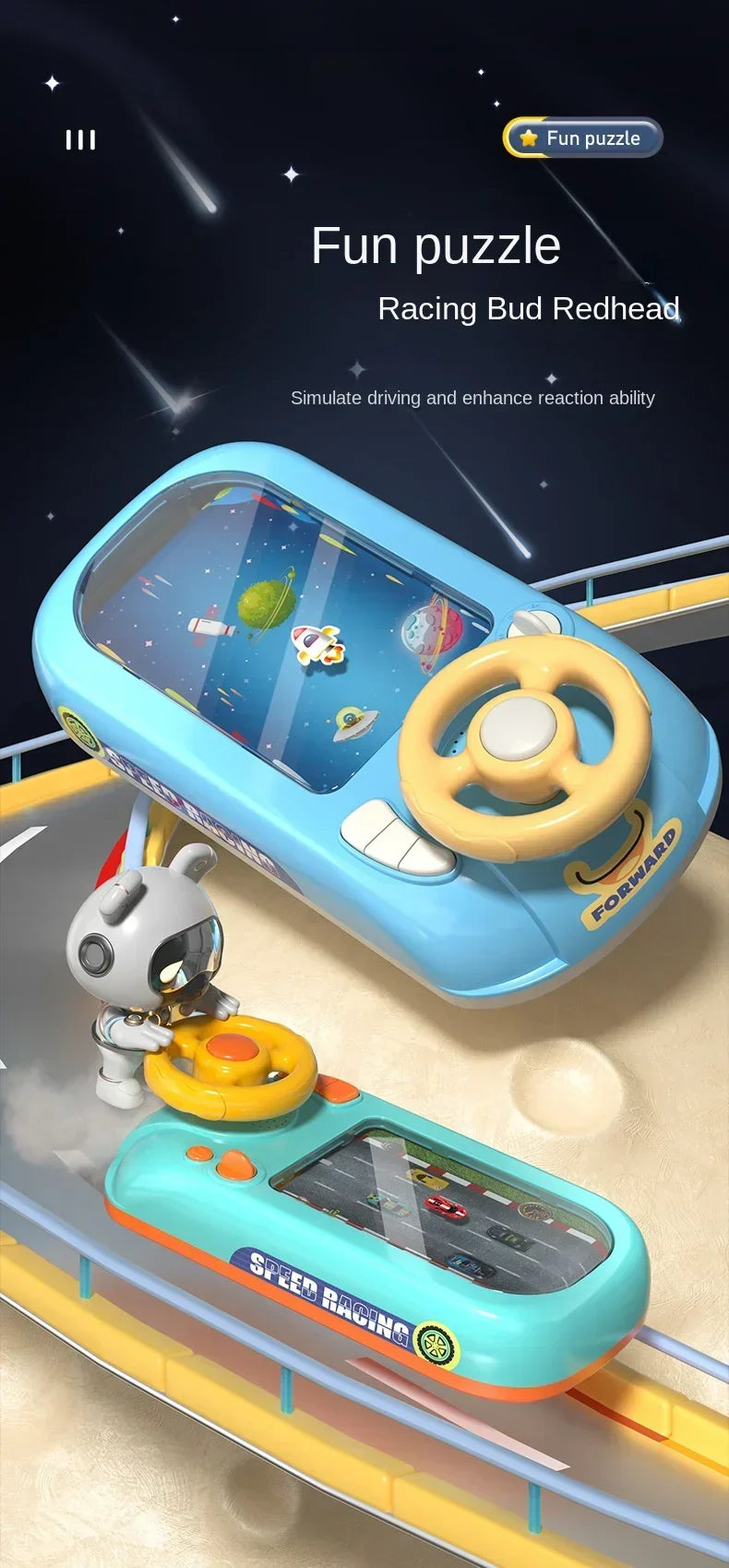 Kids Steering Wheel Driving Toy Dodge Vehicle Electronic Simulation Adventure Game with Music Sound Effects for Girl Boy