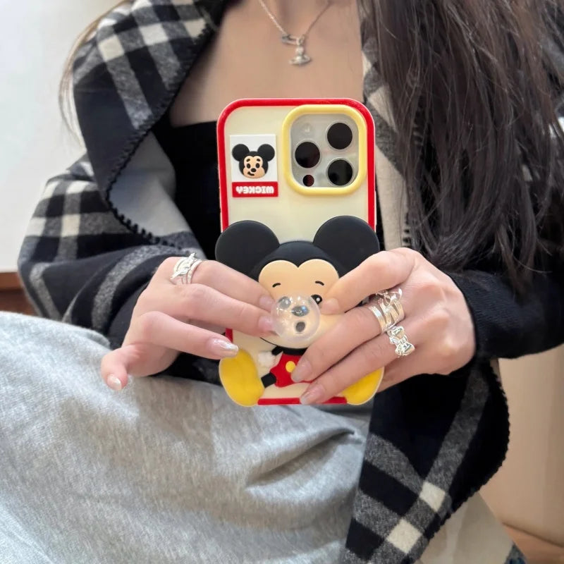 Baby pacifier Mickey Mouse Phone Case for iPhone 13 14 15 16 Pro Max 12promax DISNEY blow bubbles Soft silicone Cover Capa