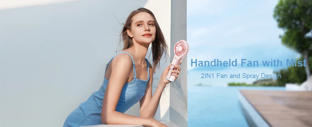 Portable Humidifier Fan Mini Handheld Mist Fan Portable USB Rechargeable Handheld Fan with Humidifier Mini Water Spray Hand Fan