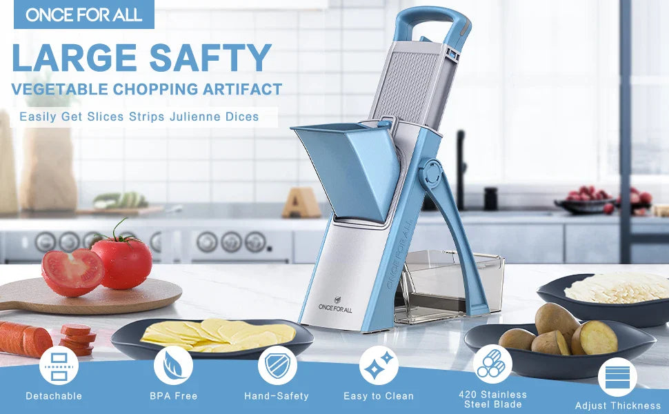 Kitchen Accessories Mandoline Slicer, ONCE FOR ALL. Vegetable Slice, Food Chopper, Cutter, Dicer Fruit, French Fry, Julinner