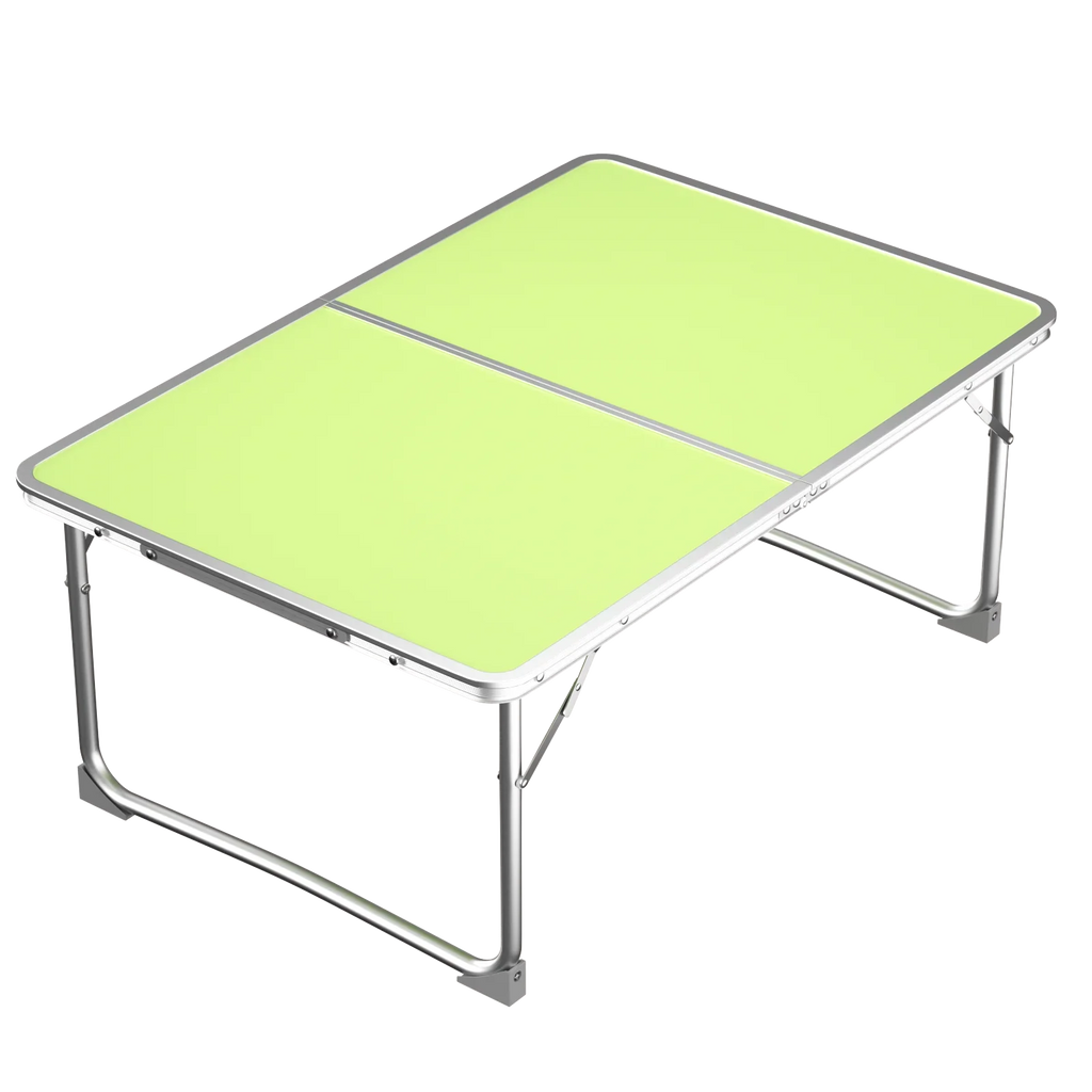 Mini Folding Picnic Table with Carry Handle, Aluminum Frame, Laptop Table for Sofa Bed Couch Floor, 60x40x24cm, Green/White
