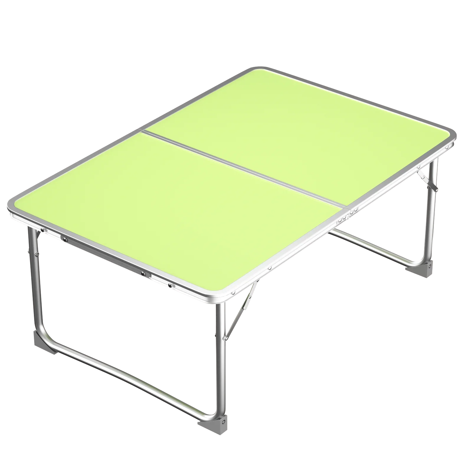 Mini Folding Picnic Table with Carry Handle, Aluminum Frame, Laptop Table for Sofa Bed Couch Floor, 60x40x24cm, Green/White