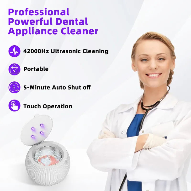 Home appliance mini portable rechargeable denture ultrasonic cleaner with uv sterilizer for daily disinfeciton