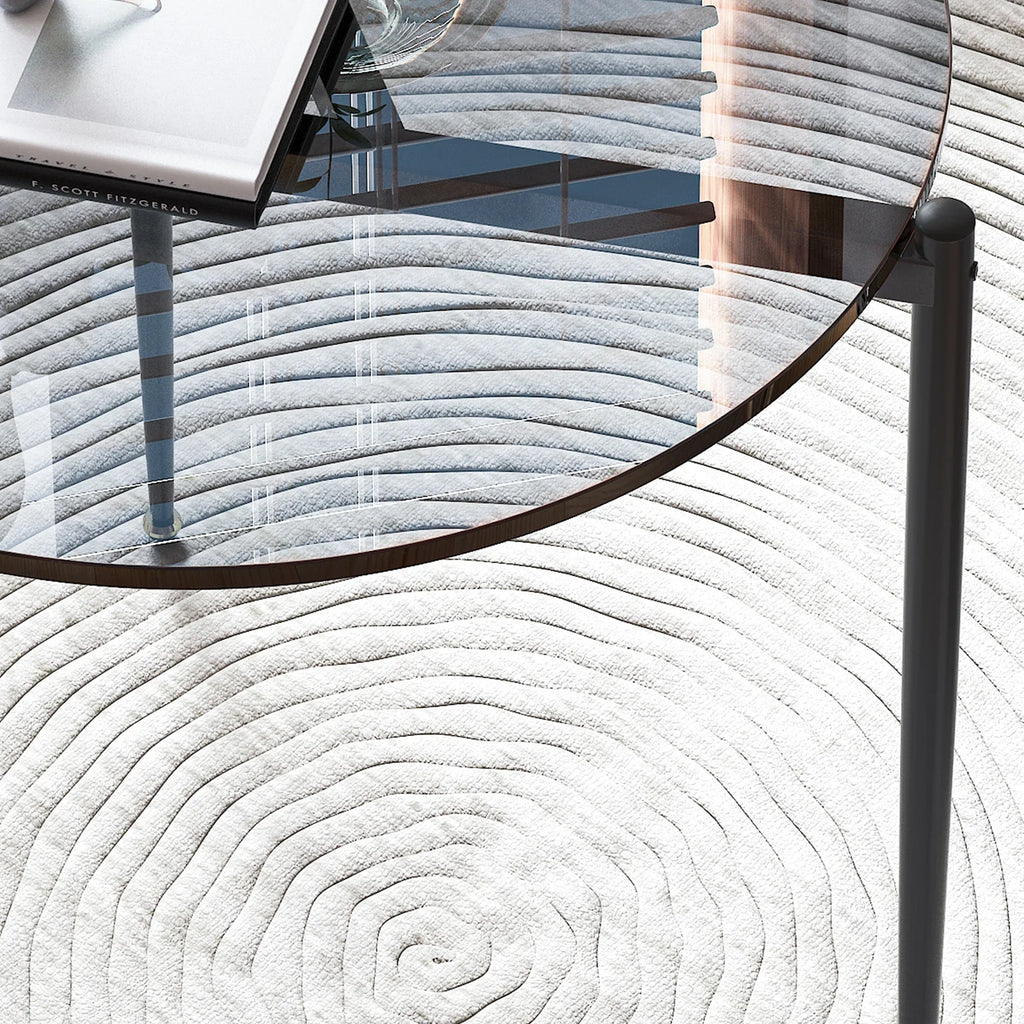 Modern Glass Coffee Table Side End Table Black Metal Legs Living Room Furniture Accent Table