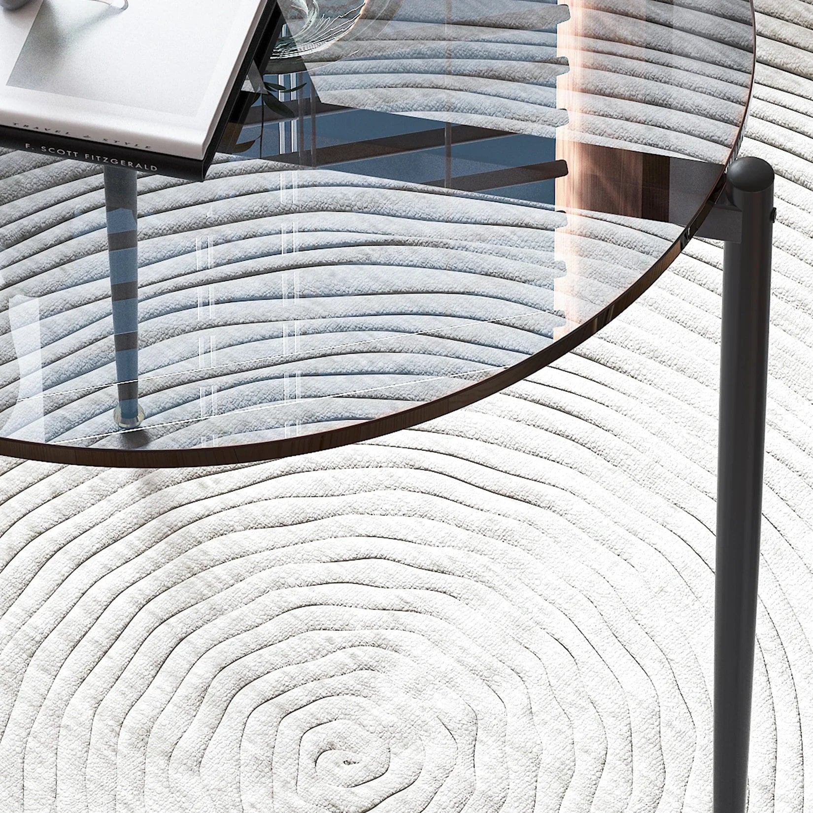 Modern Glass Coffee Table Side End Table Black Metal Legs Living Room Furniture Accent Table