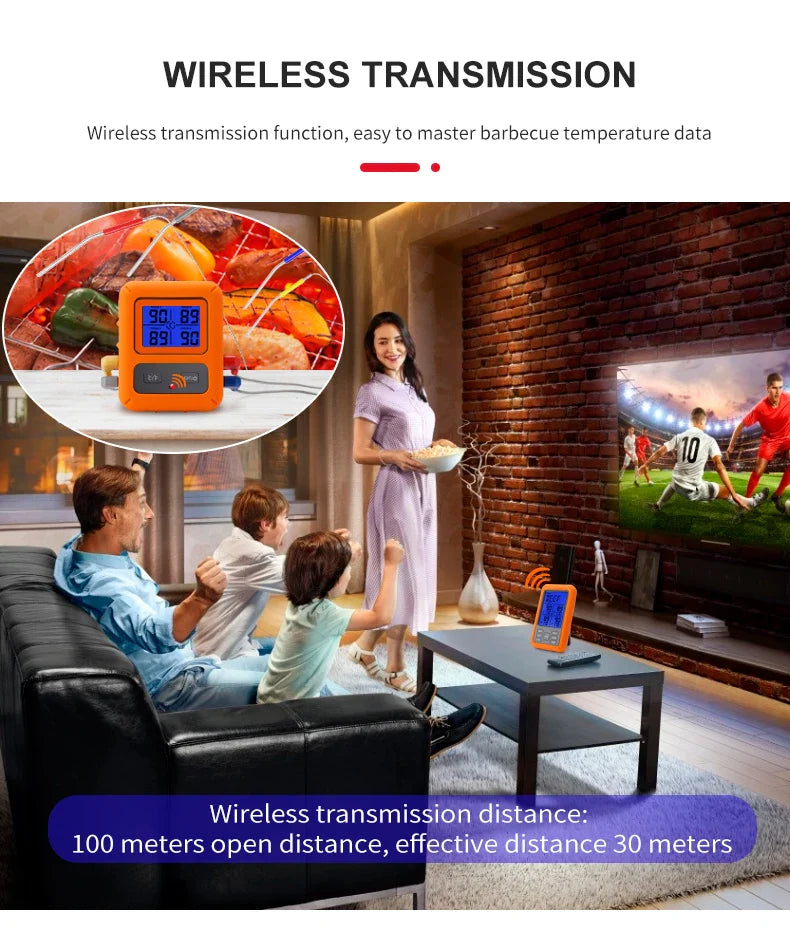 Digital Chef Thermometer Wireless Meat Thermometer Remote Instant Read BBQ Cooking Food Thermometer for Kitchen Oven Grill