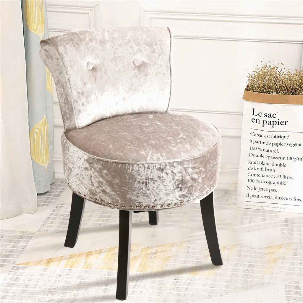 Crushed Velvet Vanity Stool, Dressing Table Chair, Bedroom Makeup Chair with Backrest, 2 Colors