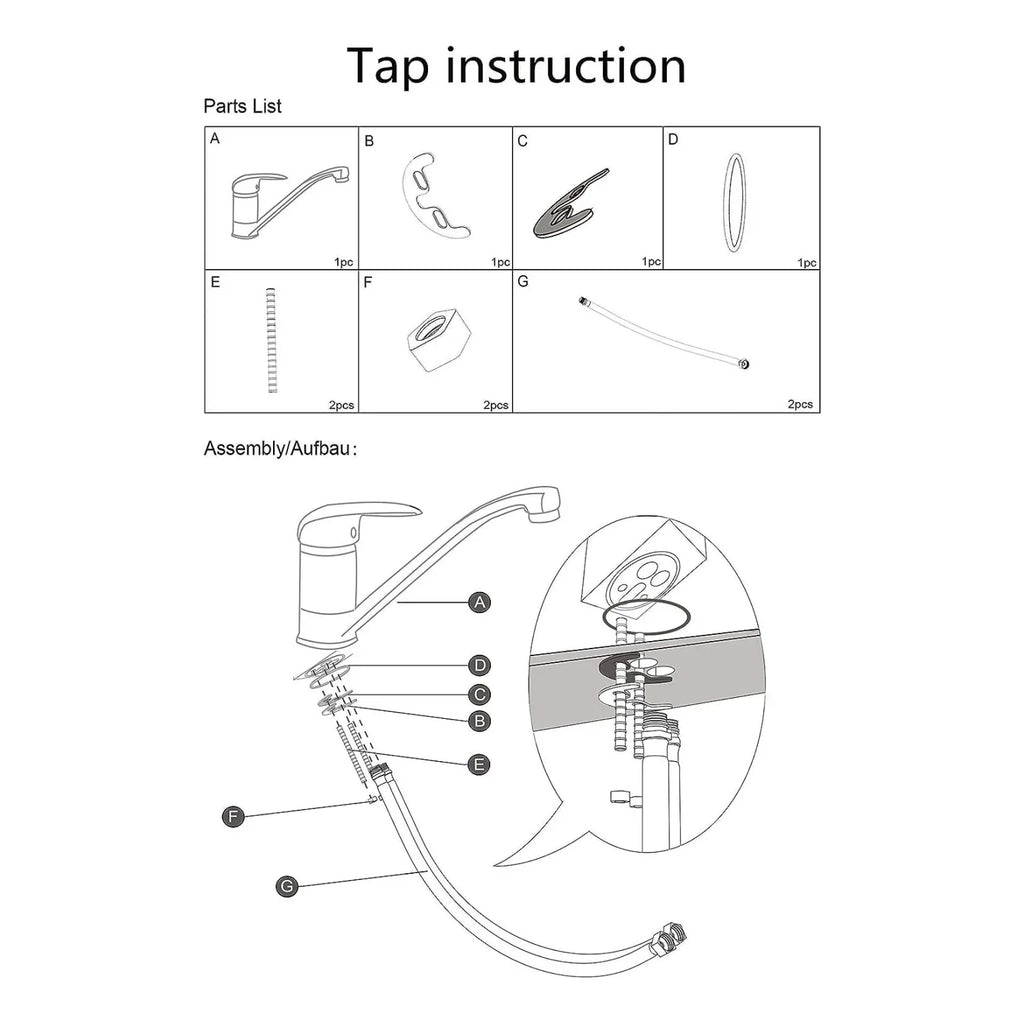 BRIEFNESS Single lever Sink Mixer tap Mixer tap 360° swivel Hot and cold water mixer Kitchen sink mixer tap Single basin tap