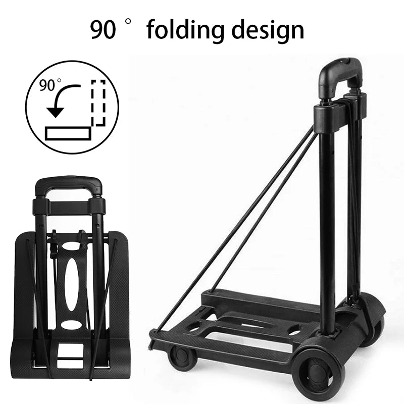 Folding Luggage Cart Wheel Trolley 35kg Heavy Duty Barrow Portable Hand Sack Magic Trailer for Home Travel Shopping