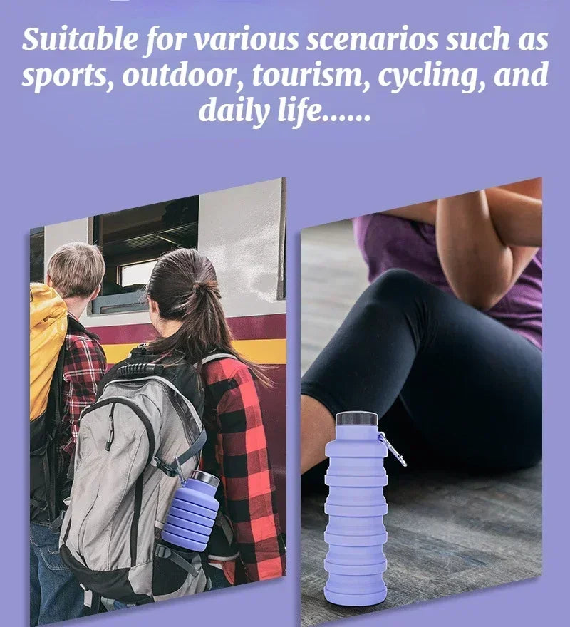 New Portable Silicone Water Bottle Retractable Folding Coffee Bottle Cups E Outdoor Travel Tools Collapsible Sport Bottles