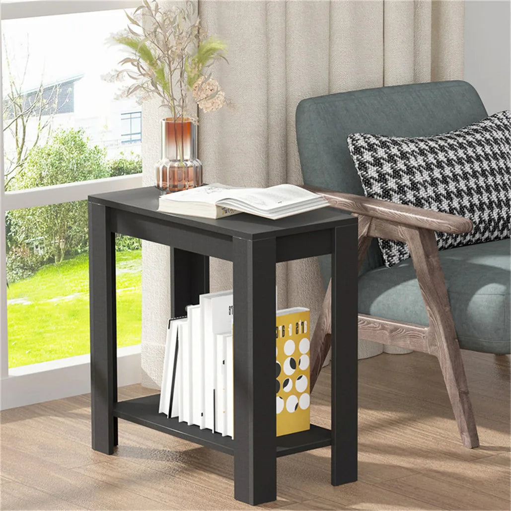 Modern Black Coffee Table Small Wood Narrow Sofa Side End Table Nightstand TV Stand Living Room Furniture