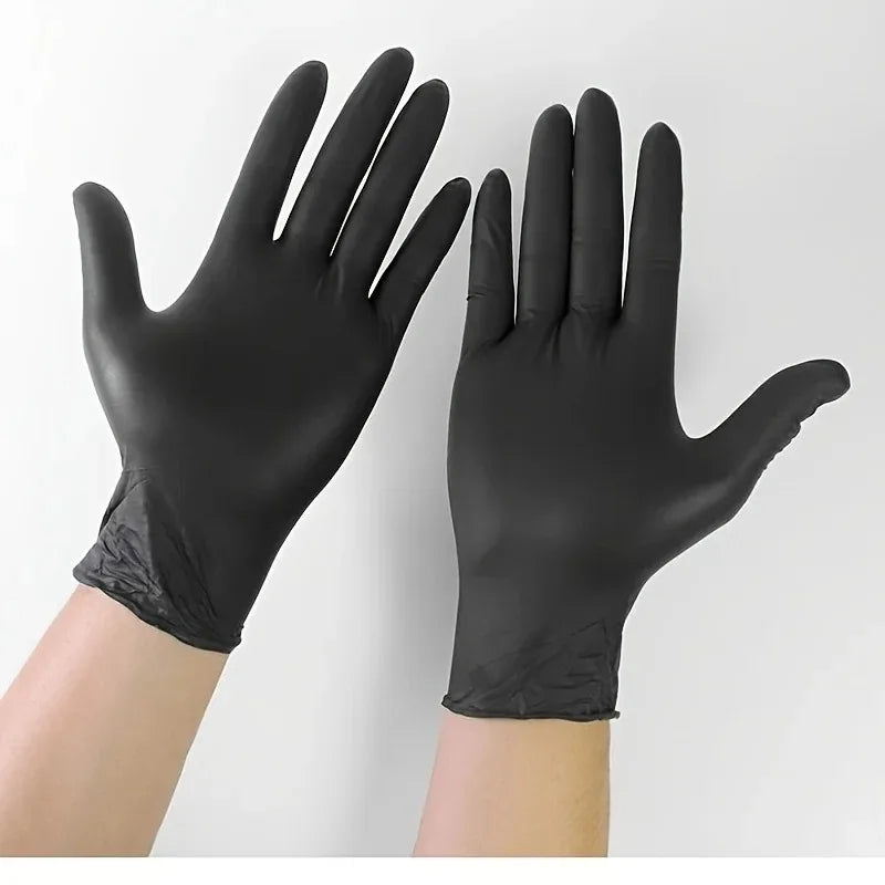 30/60/100PCS Disposable black nitrile gloves,waterproof black nitrile gloves for household cleaning,kitchen cooking tools