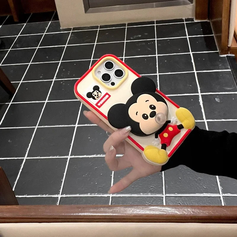 Baby pacifier Mickey Mouse Phone Case for iPhone 13 14 15 16 Pro Max 12promax DISNEY blow bubbles Soft silicone Cover Capa