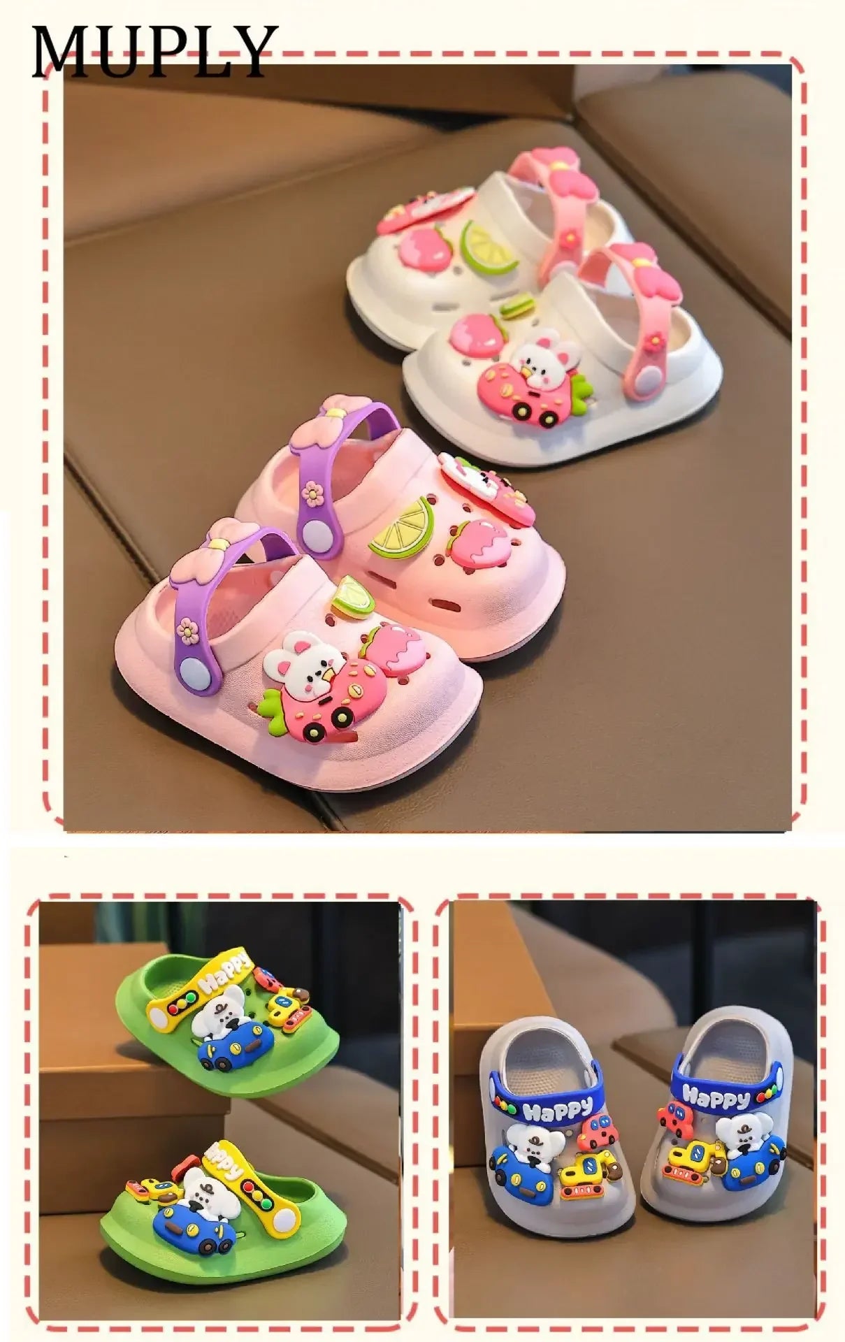 Summer Children Garden Clogs Shoes Boys&Girls Beach Sandal Kids Lightweight Breathable Cute Cartoon Slip Baby Slippers