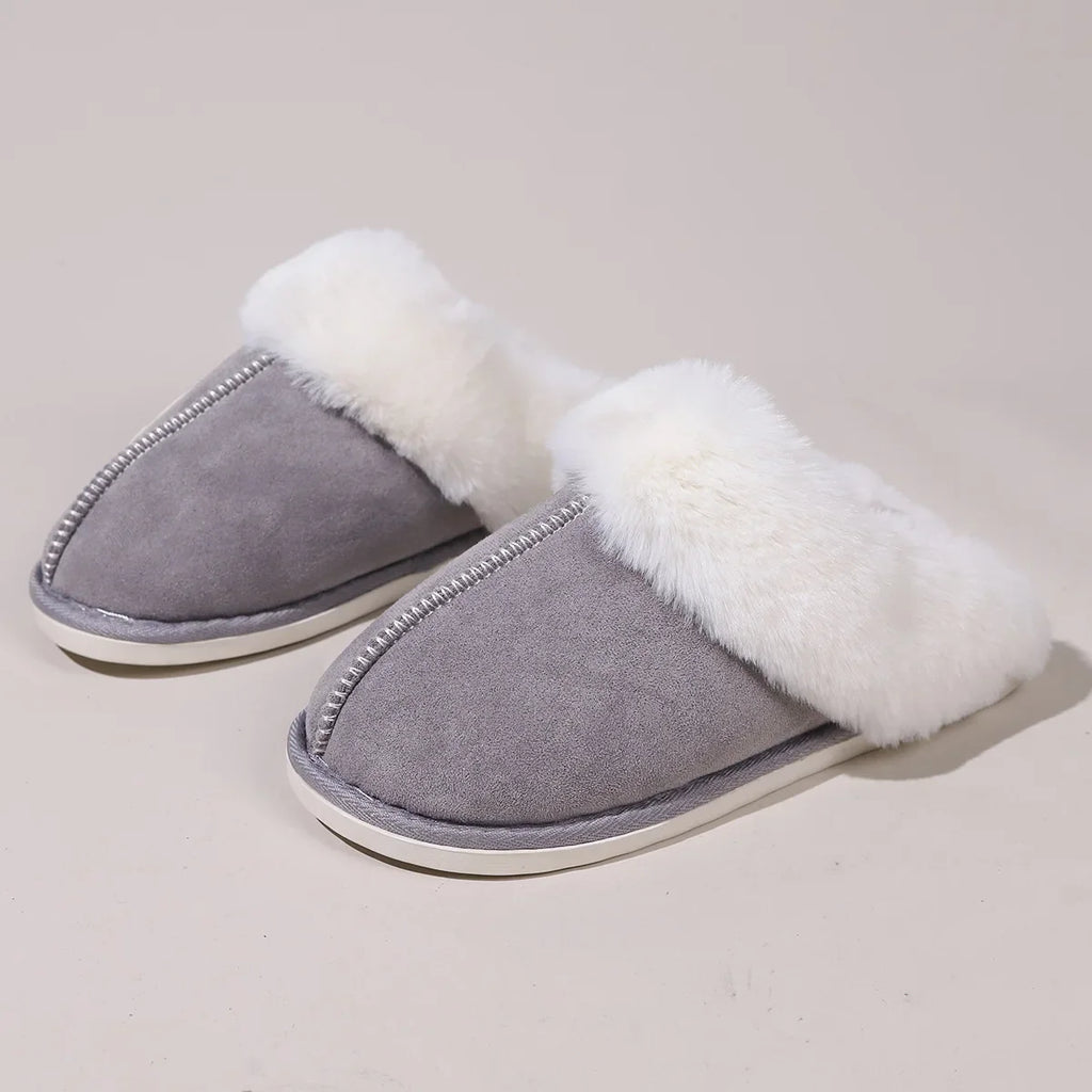 Furry Home Slippers Women 2024 Winter Designer Shoes Ladies Flats Casual Warm Plush House Fur Slides Couple Footwear Large Size