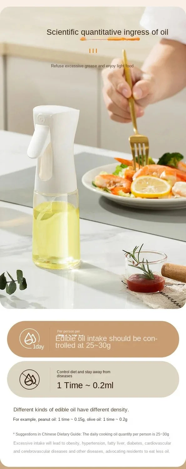 1Pc 200/300/500 ML Oil Spray Pot Kitchen Household Edible Olive Oil Spray Bottle Atomized Misty Oil Tank Air Fryer Spray Bottle