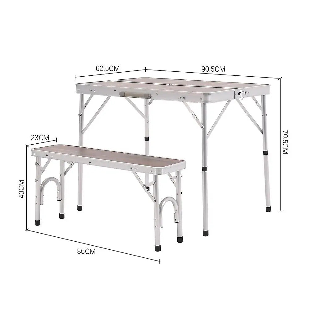 Outdoor Adjustable Picnic Table with Two Benches Parasol Hole Camping Table Foldable