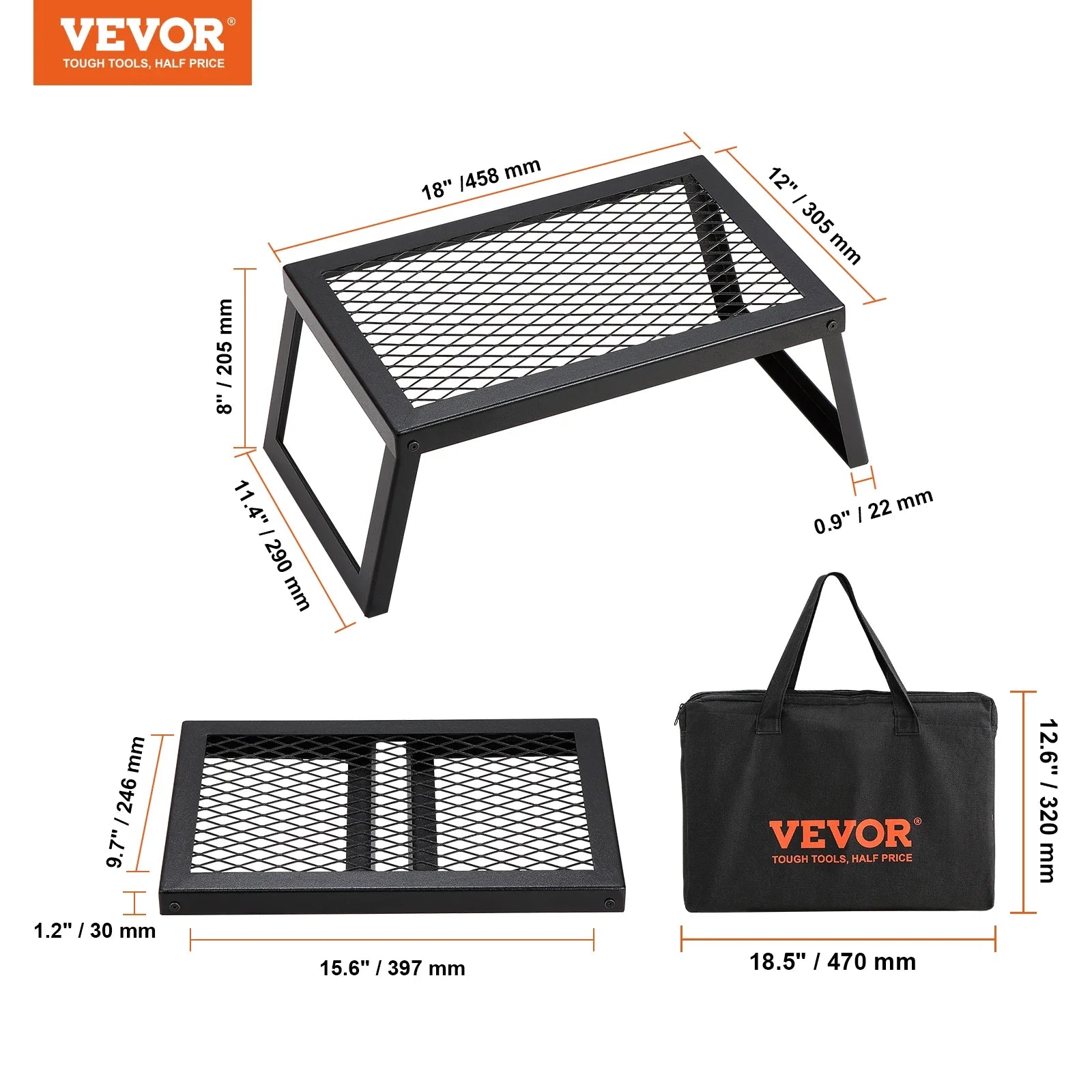 VEVOR 18/24in Barbecue Charcoal Grill Outdoor Home Appliance for Outdoor Cooking Camping Picnics Beach