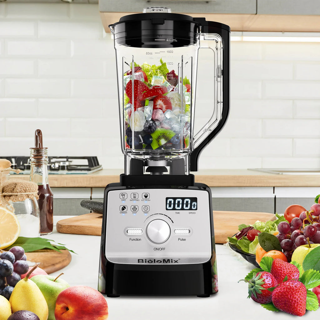 BioloMix Professional Blender Smoothie Mixer with 2L BPA Free Pitcher, Smart Timer And Pre-programed Peak 2200W Power Mixer