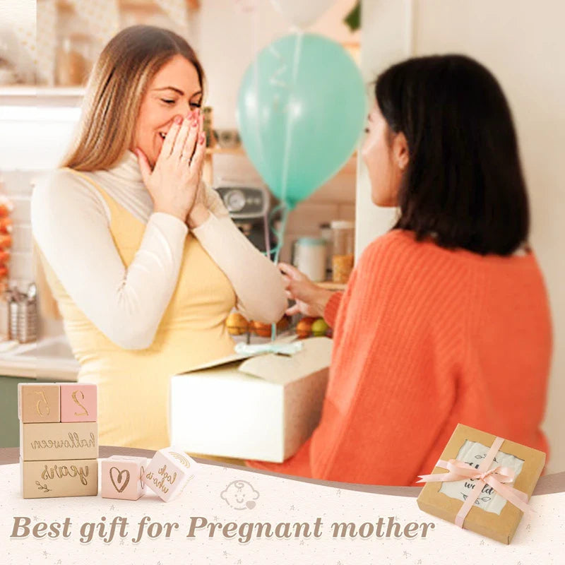 Baby Wooden Milestone Blocks 0-12 Months Newborn Birth Grow up High Quality Commemorate Props Infant Photography Accessoriees