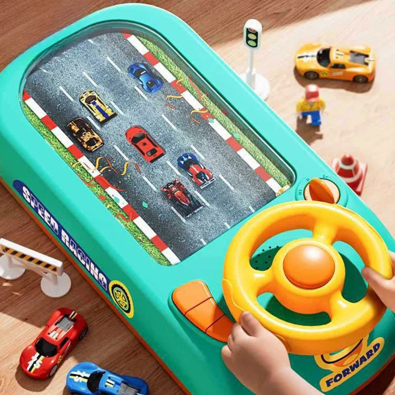 Kids Steering Wheel Driving Toy Dodge Vehicle Electronic Simulation Adventure Game with Music Sound Effects for Girl Boy