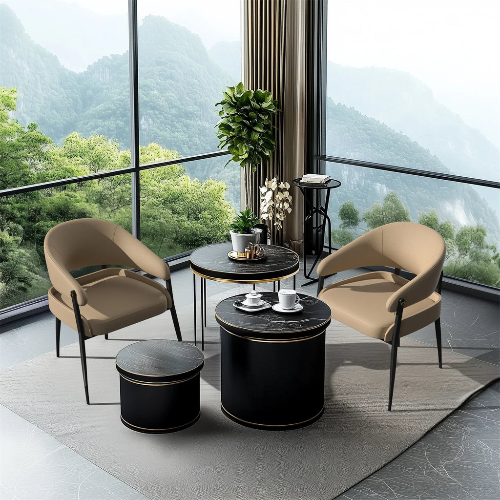 Set of 2 Luxury Kitchen Dining Chairs Microfiber Leather Dining Room Chairs Upholstered Seat for Restaurant Hotel Office