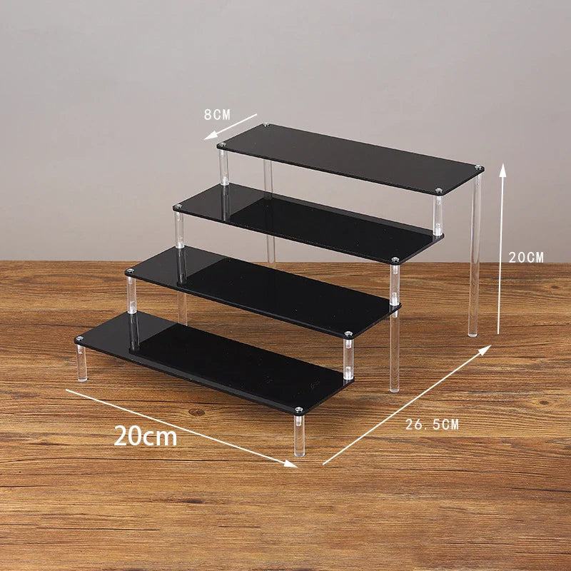 Acrylic Riser Display Stand Perfume Organizer Shelves for Amiibo Funko Figures Toys Cupcake Desserts Collection Cosmetic Jewelry