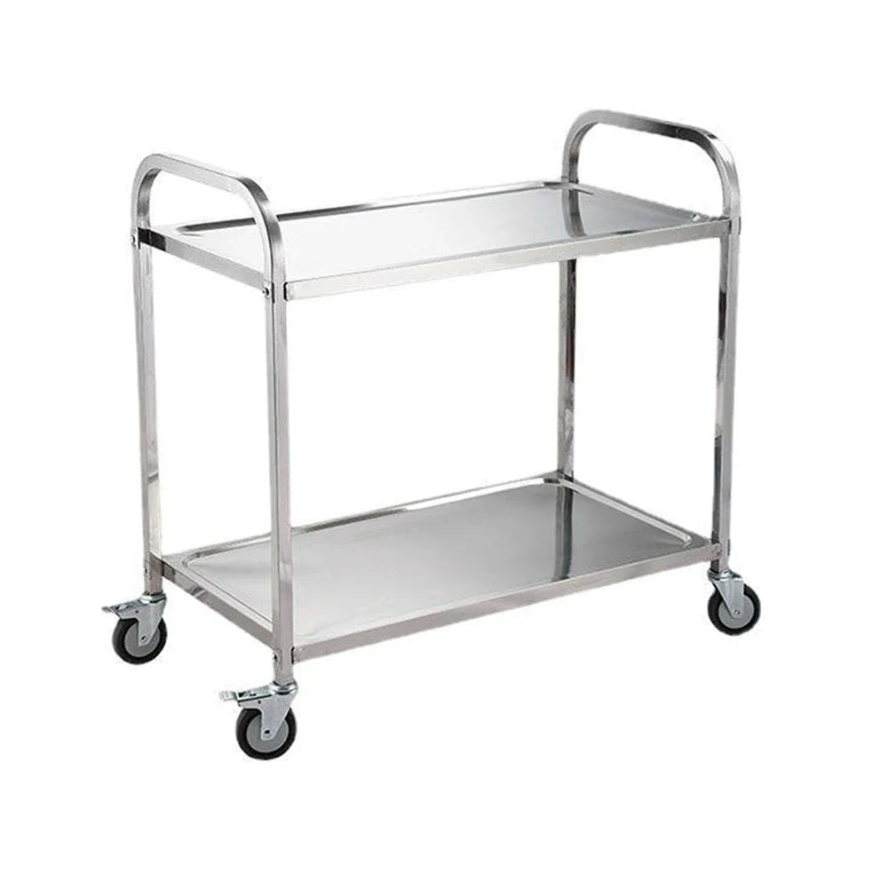 Stainless Steel Cart with Thickened Three Layers- Kitchen Utility Cart for Serving  Collecting Dishes Multi-functional Trolley