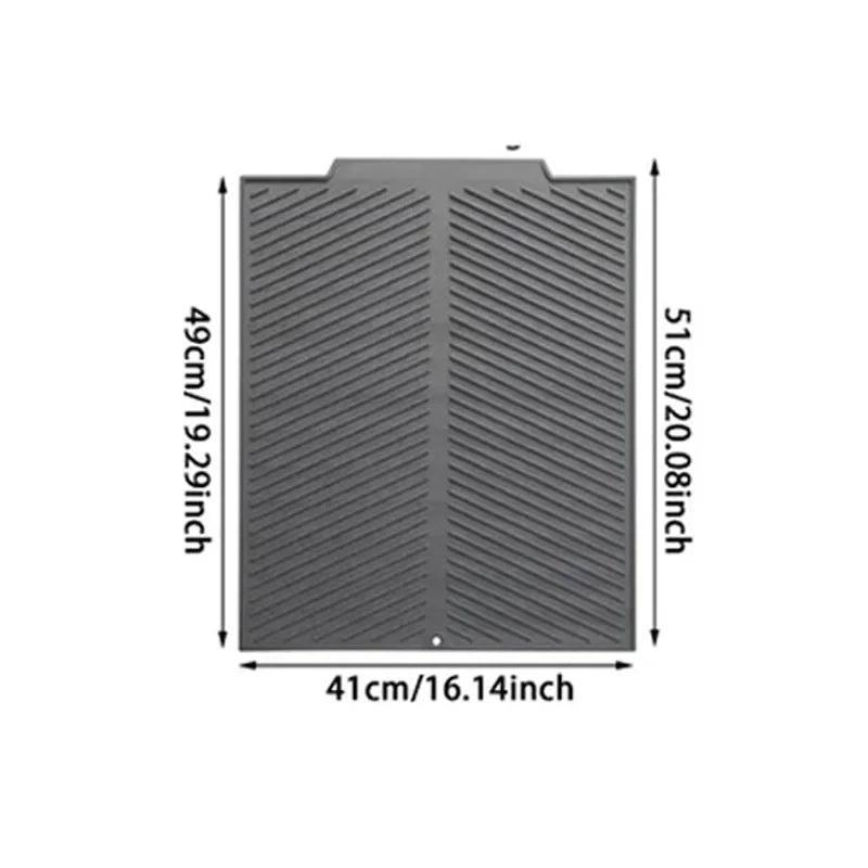 WCIC S/M/L Silicone Draining Board Mat Dish Drying Pad Folding Heat Resistant Rectangle Eco-Friendly Drainer for Kitchen Pot Cup