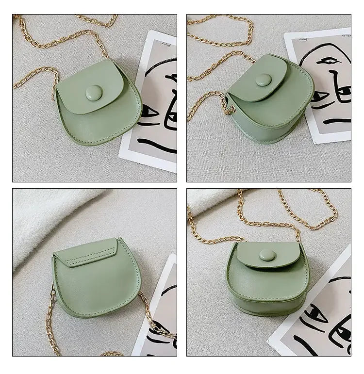 Fashion Kids Children PU Leather Shoulder Bag Lovely Baby Girls Mini Chain Coin Purse Cute Princess Crossbody Bags Small Wallet