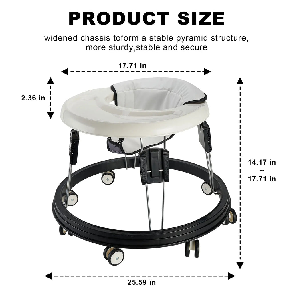 Baby Walker, Foldable Multi-Function Anti-Rollover Walker with Brake Design,5 Level Height Adjustable, Baby Walkers