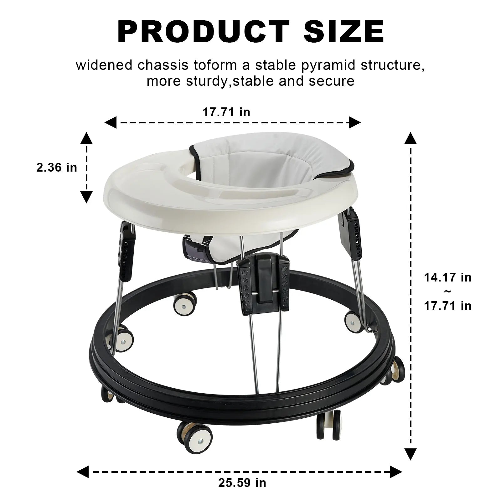 Baby Walker, Foldable Multi-Function Anti-Rollover Walker with Brake Design,5 Level Height Adjustable, Baby Walkers