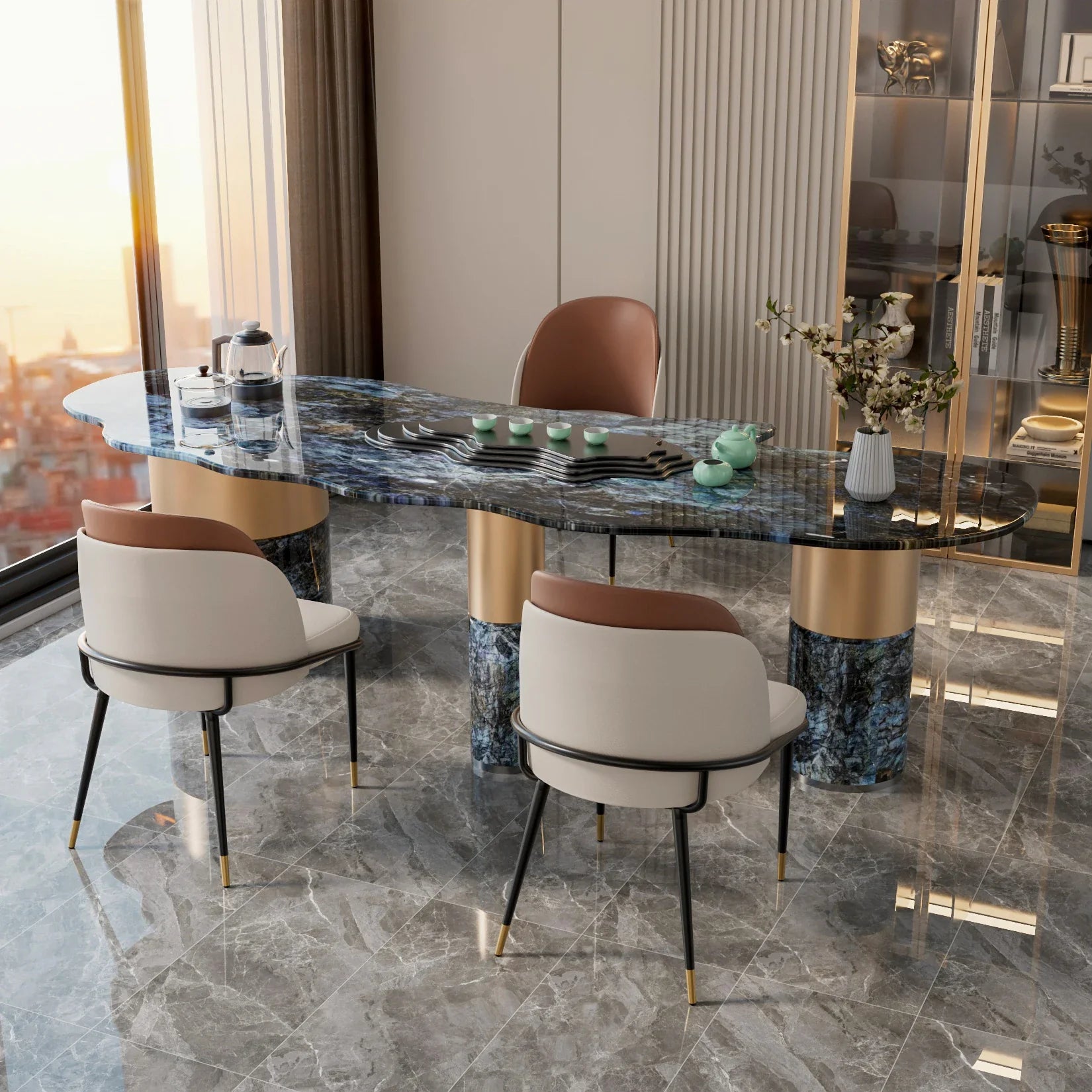 Dining Chairs Set of 2, Faux Leather Dining Chairs Upholstered Padded Modern Dining Room Chairs Back Wood Kitchen Make Up Chairs