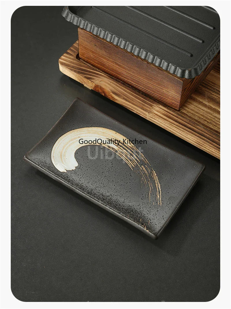 Dining room single and double tableware Cast iron barbecue plate Square alcohol oven baking tray Korean style barbecue stove set